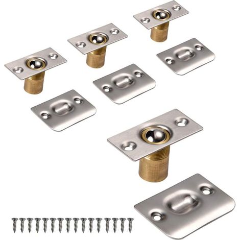 Türkugelriegel, Verstellbarer Kugelverschluss, Edelstahl-türkugelschloss, Küche, Zuhause, Schrank, Kleiderschrank, Tür, Schrank (4 Boxen, Silberfarben)