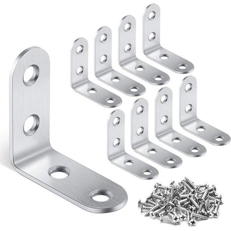 16 Stück Eckwinkel – 40 Mm X 40 Mm 90 Grad Rechtwinklige Klammern Aus Edelstahl, L-förmige Keilstreben Mit 64 Stück Schrauben, Eckwinkel, Stahldichtung (silber)