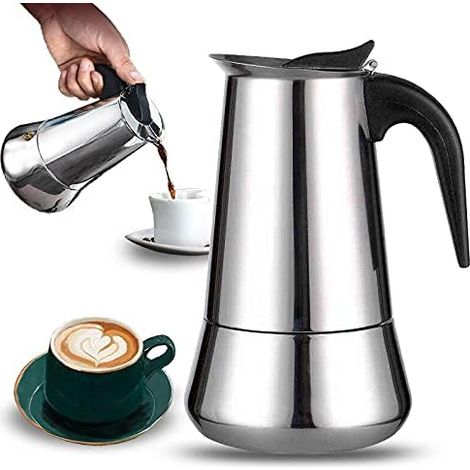 Italienische Kaffeemaschine Für 12 Tassen Aus Edelstahl, Kompatibel Mit Allen Herdarten, 12 Tassen