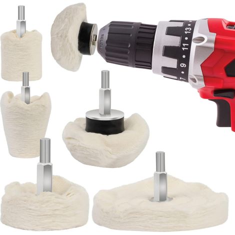 Ersandy – 6-teiliges Polierscheiben-set – Für Metall, Aluminium, Edelstahl, Chrom Und Glas – Inklusive Adapter Für Standardbohrmaschinen