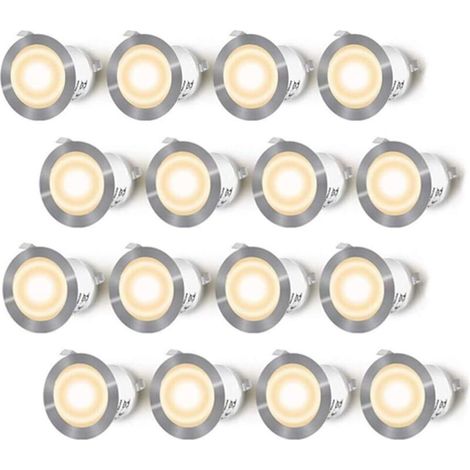 16er-pack Ip67 Wasserdichte Led-einbaustrahler – Warmweißes Licht 2700k – Für Holzterrassen Und Treppenstufen – 0,6w Dc12v