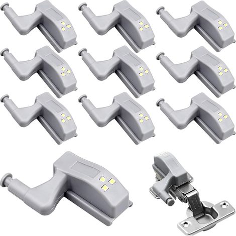 10 Stück Scharnierleuchten, Universelle Schrankleuchte, Warmweiße Farbe, 12 V, 23 A Batterie, Für Küche, Wohnmöbel, Schrank, Schranktür