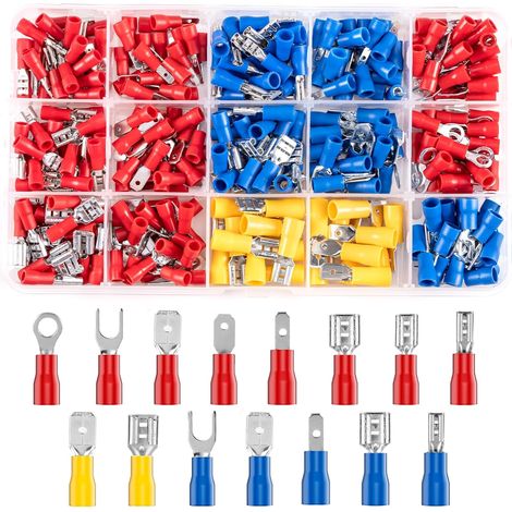 280 Stück Elektrische Crimpklemmen, 15 Arten Elektrische Klemmen 0,5 Bis 6,0 Mm², Crimpverbinder, Sortiment An Flachen Und Runden Kabelschuhen Für Elektroautos, Autos, Motorräder