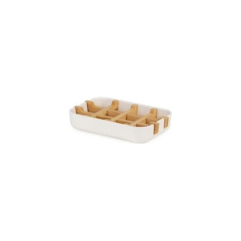 Compactor Weiße Seifenschale, Ökologischer Bambus, 100 % Natürlich, 100 % Biologisch Abbaubar, 100 % Plastikfrei, 13 X 8,5 X 2,4 Cm, Weiß/natur, Ran10267