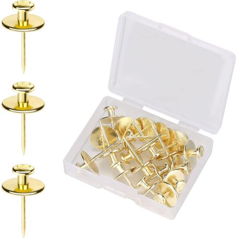 20 Stück Kleine Kopfdübel, Doppelkopf-wandnägel, Push-pin-haken, Kleiderbügel, Dekorative Push-pin-haken Für Zuhause, Zimmer, Büro, Arbeitszimmer, Trockenbau (gold)