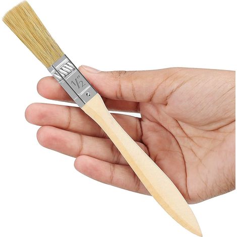 10-mm-pinsel (12 Stück) – Professioneller Flachpinsel Mit Holzgriff – Pinsel Für Innen- Und Außenwandmalerei, Beizen, Lacke, Kleber Und Heimwerkerarbeiten