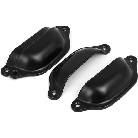 Muschelförmige Eisengriffe Mit Halbkreisförmigem Griff Und Schraube, 14 X 3 Cm, Schwarz, 4er-set