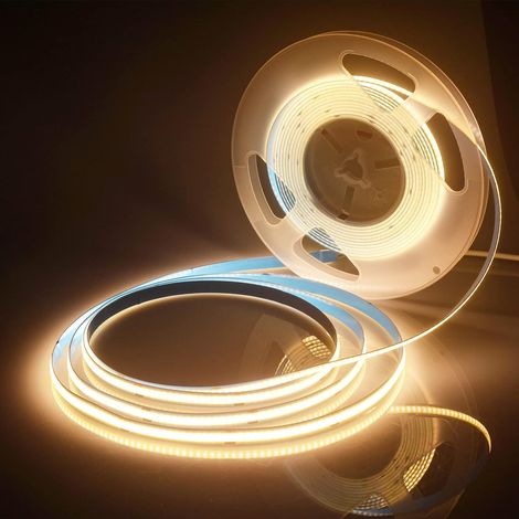 M Warmweißer, Flexibler Cob-led-streifen (320 Leds/m, 640 Leds/m), 5 V, 8 W/m, Dimmbar Und Formbar, Ideal Für Schlafzimmer, Küche Und Heimwerkerprojekte.