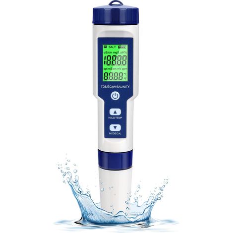 Elektronisches Ph-messgerät. 5-in-1-poolwasser-tester Mit Hintergrundbeleuchtung. Ph/tds/ec/salzgehalt/temperatur Mit Automatischer Temperaturregelung. Hochpräzises Ph-meter Mit 0,01 Auflösung. Für Tr
