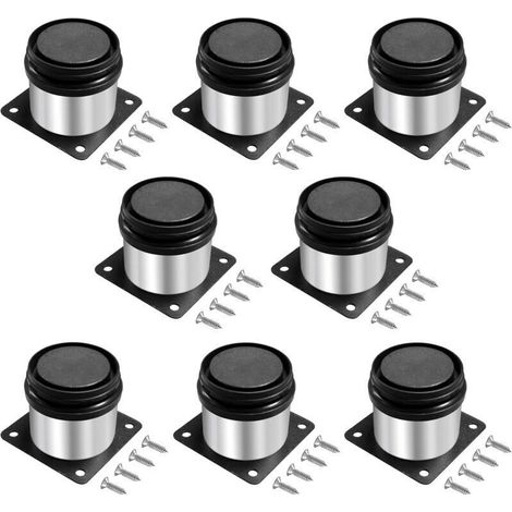 8-teiliges Set Verstellbarer Möbelfüße, 5 Cm Durchmesser, Edelstahl. Höhenverstellbar Von 0 Bis 15 Mm. Für Sofa- Und Möbelfüße. Inklusive Schrauben.