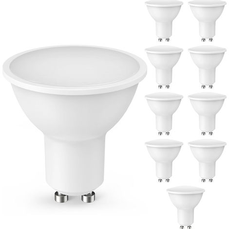 Gu10 Led-lampe, 10 Stück, Led Gu10 5 W, Entspricht 50 W Halogenlampe, Warmweiß 3000 K, 450 Lm, Heller Augenschutz, Nicht Dimmbar, Geeignet Für Kronleuchter, Energiesparlampen Usw. [energieklasse F]