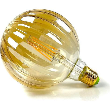 Vintage-led-leuchtmittel, 4 W, Warmweiß, 2700 Kelvin, Große Kugel, Kristall-led-glühbirne, 220/240 V, Edison-schraube, E27-sockel, Spezielle Dekorative Glühbirne G125 (melone) [energieklasse D]