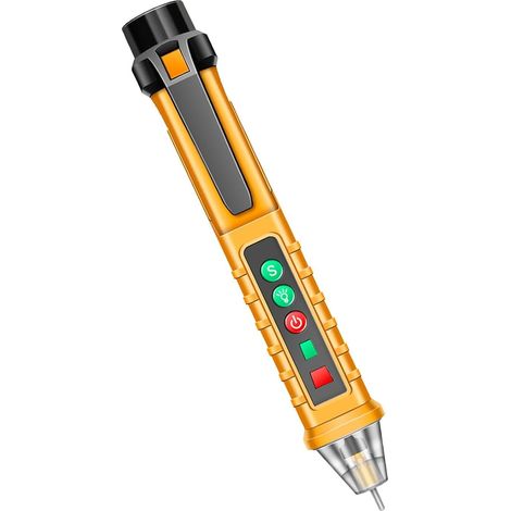 Stiftsonde Berührungsloser Spannungsprüferstift Selbsttestfunktion Verschleißfester Elektriker-multifunktionsspannungsstift, Gelb