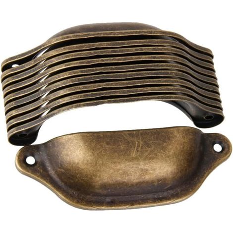 Lot De 10 Poignées De Meuble En Laiton Antique – Dimensions 98 X 34 Mm – Pour Tiroirs Et Armoires – Remplacement Facile Et Esthétique