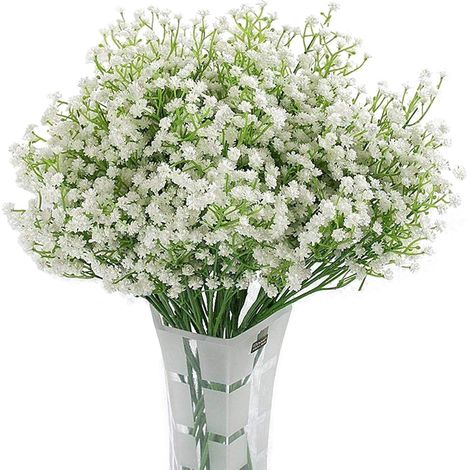 Gypsophile Artificielle 12pc Fleurs En Soie Blanche 53 Cm – Décor Mariage, Fête, Bureau – Facile À Entretenir, Sans Arrosage