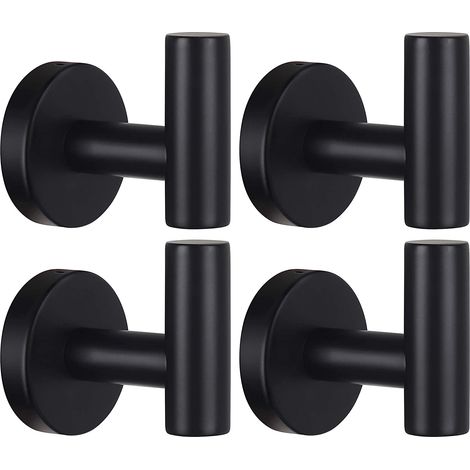 Crochet Porte-serviettes Mural En Acier Inoxydable Sus 304 – Noir Mat – Résistant À La Rouille – Charge 5 Kg – Installation Facile