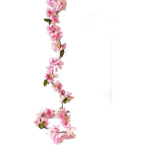 Künstliche Kirschblüten, Ranke, Hängepflanze, Künstliche Sakura-girlande, Künstlicher Orientalischer Kirschblütenkranz, Künstliche Blume, 1,77 M, Hellrosa