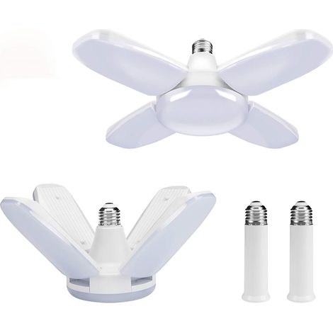 2er-pack Led-garagenleuchte, 60 W, E27, 6000 K, Verformbare Werkstattlampe Mit 4 Verstellbaren Paneelen, Led-deckenleuchte Für Garage, Werkstatt, Lager, Keller, Fitnessstudio, Küche (kaltweiß)