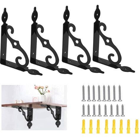 4 Stück Dreieckige Regalhalterungen, Schwarze Regalhalterung, Eisen-wandregalhalterung, Robuste Regalhalterungen, Wandregalhalterung, 140 X 110 Mm