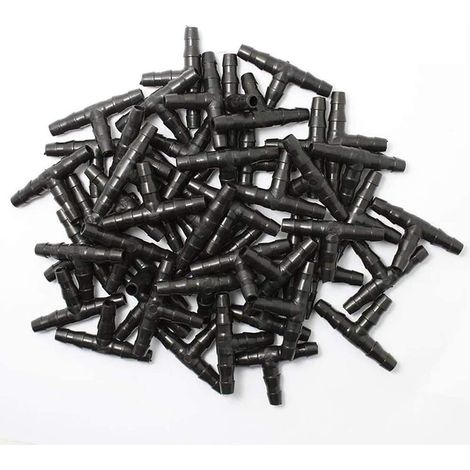 100 Stück Widerhaken-anschlüsse Für Tropfbewässerung, 4/7 Mm Universal-t-schlauch Mit Widerhaken, Passend Für 4/7 Mm Tropfschlauch Des Gartenbewässerungssystems