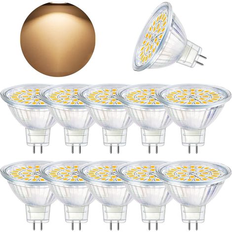 Gu5.3 Led-leuchtmittel, Mr16 Led 12 V, 3 W, Entspricht 30 W Halogenlampe, Warmweiß 3000 K, Nicht Dimmbare Led-spot-leuchtmittel, 10 Stück [energieklasse F]