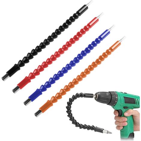 4-teiliges Flexibles Schraubendreher-bohrer-verlängerungsset, 11,5 Zoll, Universalanschluss, Schwarz, Rot, Blau, Orange