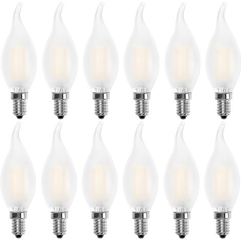 E14 Flammen-led-glühbirne, Kerzenform, Warmweiß 2700 K, 4 W Glühlampe, Entspricht 40 W, 400 Lm, 12er-pack [energieklasse A+]