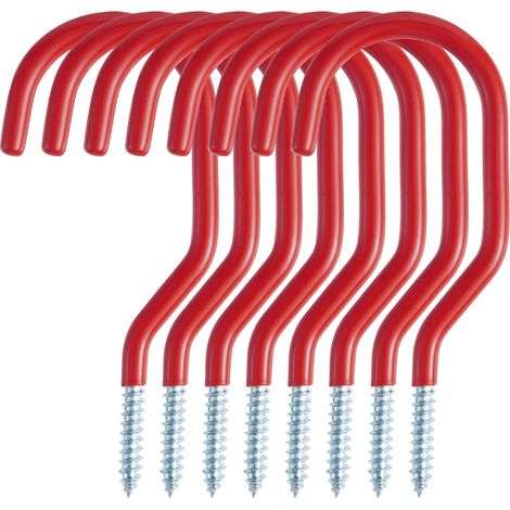 8er-pack Fahrradhaken, Fahrradträger Für Mehrzweck, Zum Anschrauben, Schuppen, Garage, Garten, Kunststoffbeschichtung Für Wandmontage, Rot