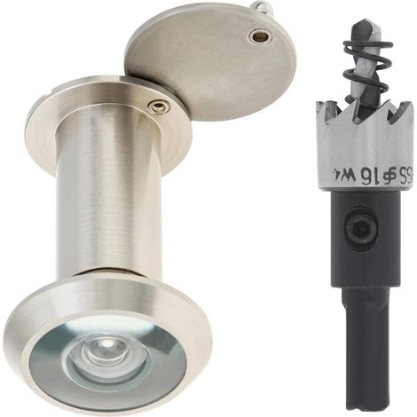 Türspion, 200-grad-türspion Aus Messing Mit 16-mm-bohrer, 16-mm-rohrdurchmesser Für 35-55-mm-türen (gebeiztes Nickel)