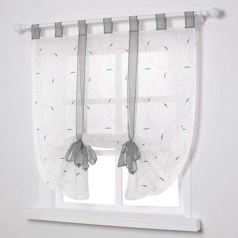 Fensterstickerei, Raffrollos, Durchsichtig, Dekoration Für Schlafzimmer, Balkon, Küche, Grau, 80 Cm X 140 Cm