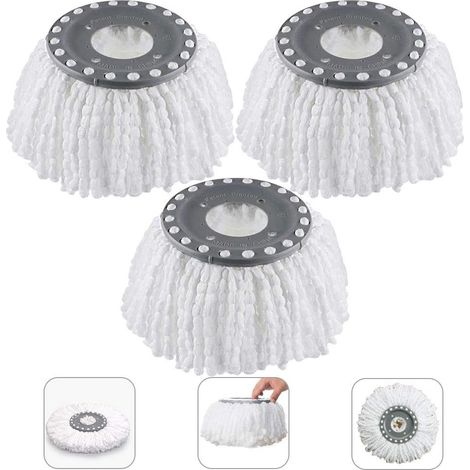 3-teilige Mikrofaser-moppköpfe, Moppköpfe, Moppkopfersatz Runde Moppköpfe 360-grad-drehung Für Um 360 ° Drehbare Moppbesen (durchmesser 16 Cm)