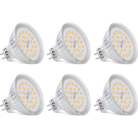 Mr16 Led-spot-leuchtmittel, Gu5.3-sockel, Warmweiß 2700 K, 3,8 W, Entspricht 40 W Halogen, Led-spot Gu5.3 12 V, Nicht Dimmbar, 430 Lumen, Mr16-led-lampe, 6 Stück [energieklasse E]