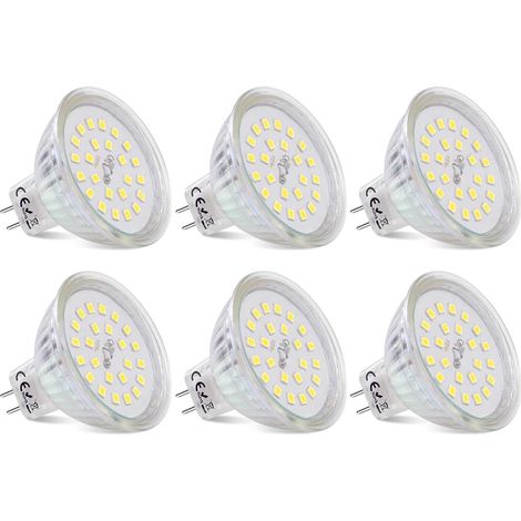Gu5.3 Mr16 Led-leuchtmittel, 12 V, 3,8 W, Entspricht 40 W Halogen, Led-spot Gu5.3, Kaltweiß 6000 K, Nicht Dimmbar, 430 Lumen, Mr16-led-lampe, 6 Stück [energieklasse E]
