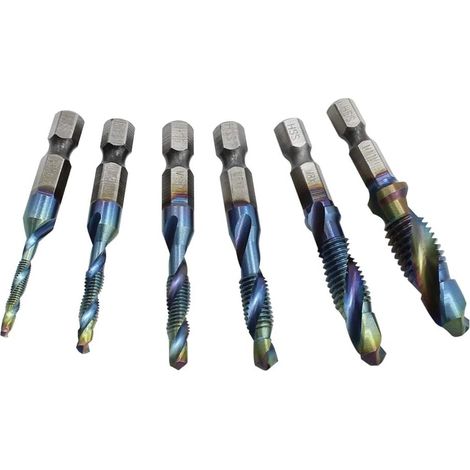Dt-6s Satz Von 6 Metrischen Sechskant-winkelgewindebohrern M3 M4 M5 M6 M8 M10 Handwerkzeuge Für Weichmetalle, Aluminiumbleche, Eisen Usw.
