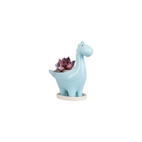 Keramik-sukkulententopf Mit Untersetzer, Dinosaurier-form, Kaktus-blumentopf, Mini-blumentopf Für Den Innenbereich, Geschenkdekoration Für Zuhause, Büro, Bonsai-pflanzgefäß (blau)