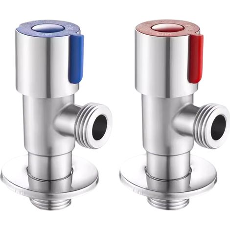 Stück Edelstahl-wasserhahn-eckventil, 1/2 Zoll Eckventil, Eckregelventil Für Badezimmer, Küche, Wc (blau, Rot)