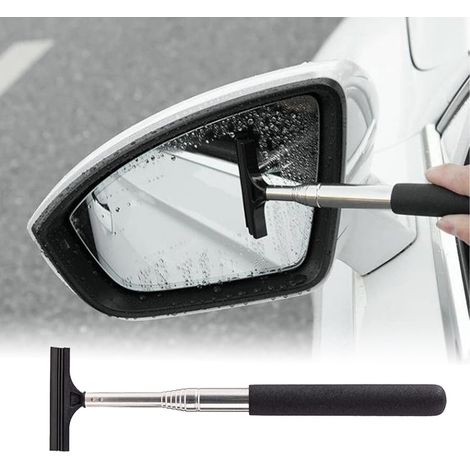Einziehbarer Auto-rückspiegel-rakel, Wasserreiniger Mit Langer Teleskopstange, Tragbares Reinigungswerkzeug, Für Spiegel, Duschtür, Auto-windschutzscheibe, Schwarz