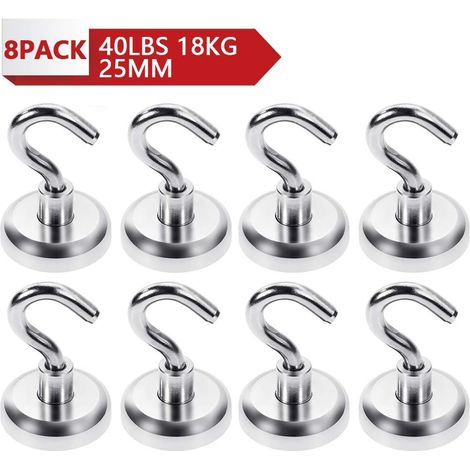Neodym Magnethaken, Magnete Mit Haken, Magnethaken Anwendung Küche Garage Desktop Magnet Magnetfestigkeit 40 Lbs 25mm-8pcs