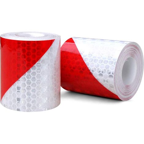 2 Stück Reflektierendes Sicherheitswarnband, Reflektierende Aufkleberfolie, Weiß, Rot, Fluoreszierender Sicherheitsbandaufkleber Für Sichtbarkeit Bei Nacht, 5 Cm X 3 M