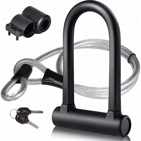 U-bike-schloss U+stahlkabelschloss Mit Halterung 2-in-1 U-bike-schloss Flexibles Stahlkabel
