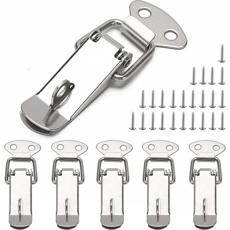 6 Stück Hebelriegel-federriegel, 72 Mm Kniehebel-federriegel, Mit Haken, Für Schrank, Box, Schublade, Schrank, Werkzeugtruhe, Mit 24 Schrauben