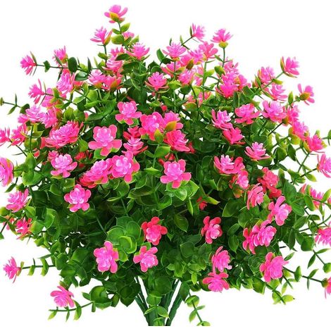 Künstliche Blumen Für Den Außenbereich, Grünpflanzen Aus Kunstplastik Für Den Innen- Und Außenbereich, Hängepflanzgefäße, Zuhause, Büro, Hochzeit, Bauernhaus-dekor, 12 Stück, Rosa