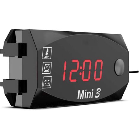 Stück 12 V Motorrad Digitaluhr Voltmeter Motorrad Thermometer Refit Zubehör 3 In 1 Elektronisches Messgerät Für Motorrad, Rot Hohe Präzision