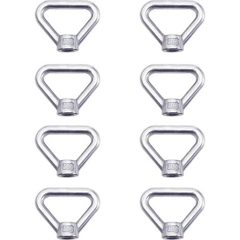 Hebeösenmutter 8 Stück M8 Ringmutter Schraubenmutter Silber 304 Edelstahl Dreieck Ringmutter Hebering Ösenmutter Befestigungselement M8 Innenringmutter