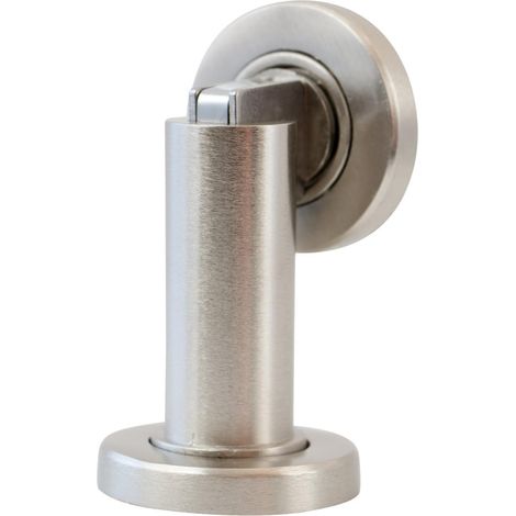 Magnetischer Türstopper Ms010 In Edelstahloptik – Türstopper Mit Boden- Und Wandbefestigungsmaterial – Magnetischer Türstopper – Ø 5 Cm, Höhe 8,4 Cm