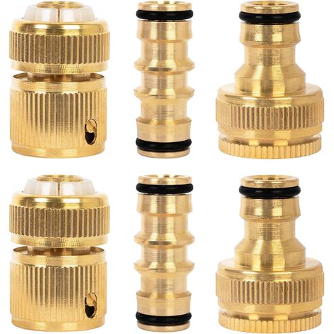 6er-pack Messing-gartenschlauchanschlüsse – Rostfreie Schlauchanschlüsse Und Anschlüsse Mit 2 X Doppelten Außenanschlüssen, 2 X 1/2 Schlauchenden 2 X 1/2 Wasserhahnanschlüssen