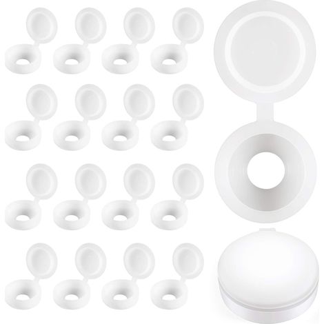 Kunststoff-scharnierschraubenabdeckungen, Zusammenklappbare Schraubendeckel, Unterlegscheiben, Klappdeckel, Weiß