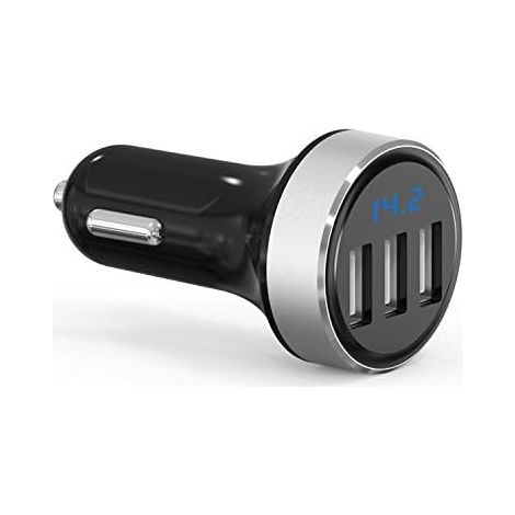 Das Neue Mini-zigarettenanzünder-ladegerät Von Grk – 3 Ismart Qc 3,0–5 V/4,8 A Usb-anschlüsse – Voltmeter-funktion Mit Led-akkustandsanzeige – Universelle Kompatibilität (3usb/silber)