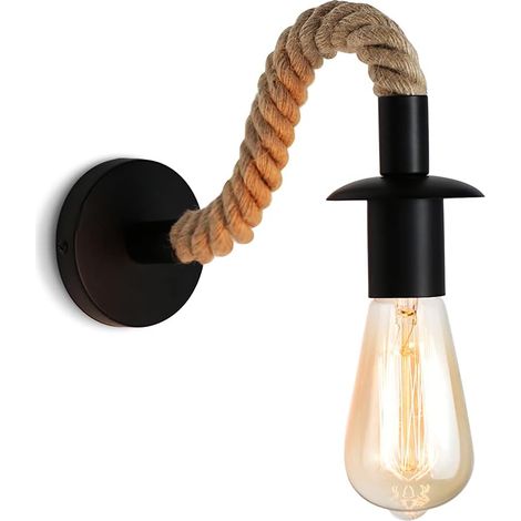 Vintage-hanfseil-wandleuchte, Industrielle Wandleuchte, Ideal Für Ein Loft, Einen Flur Oder Ein Schlafzimmer, E27-beleuchtungskörper, 220 V