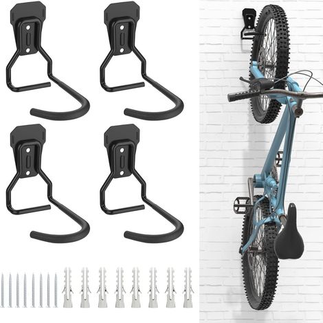 4er-set Fahrradaufbewahrungshaken – Wandhalterungen Aus Eisen – Vertikales Design Zur Platzersparnis – Kompatibel Mit Mountainbikes Und Rennrädern